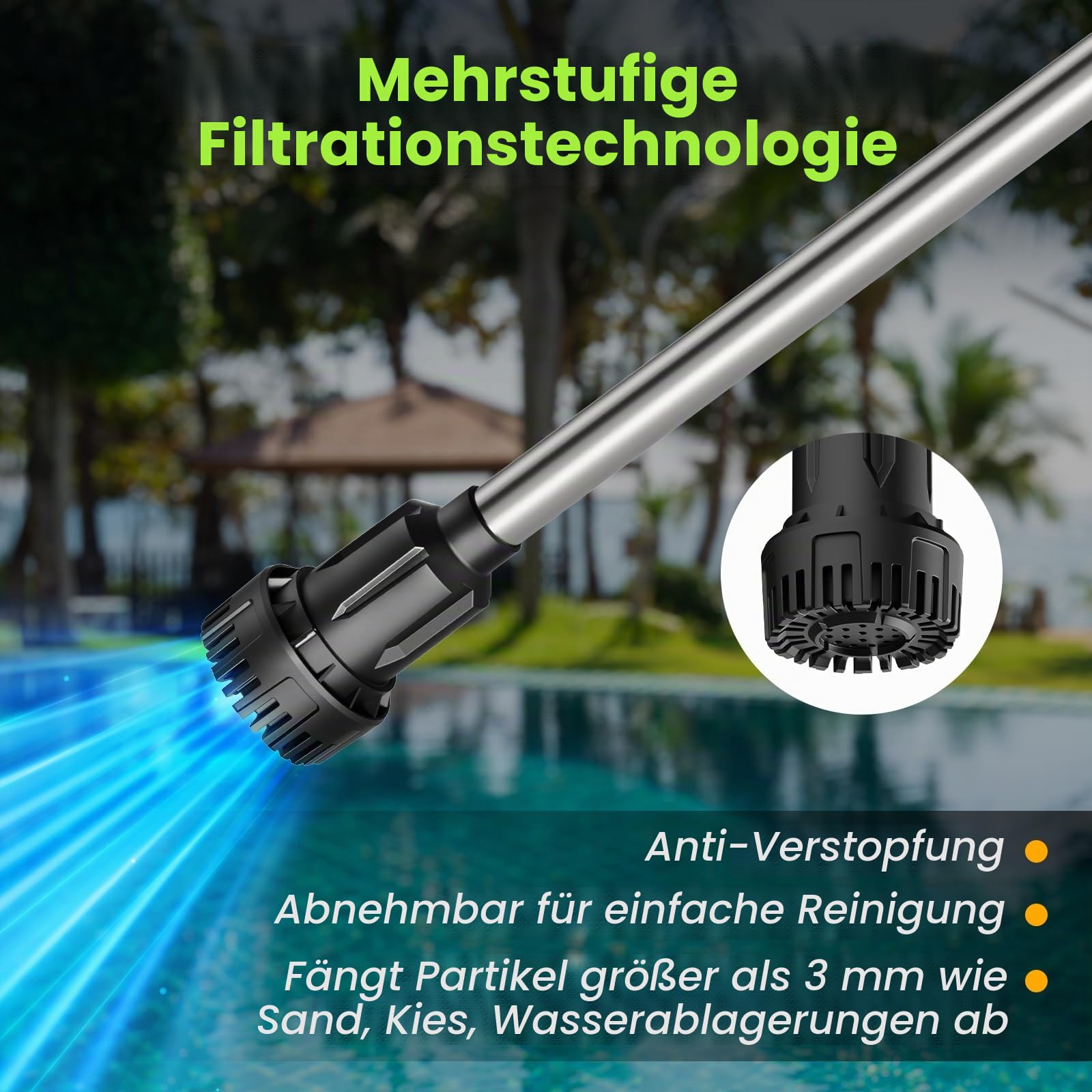 Akku Wasserpumpe, 18V Kabellose Stab-Transferpumpe für Wasser/Diesel, 2725 L/h Transferpumpe mit 4,0 Ah Akku, Stab-Wasserpumpe für Garten, Pool, Keller & Wohnmobil, Einfache Ein-Knopf-Bedienung