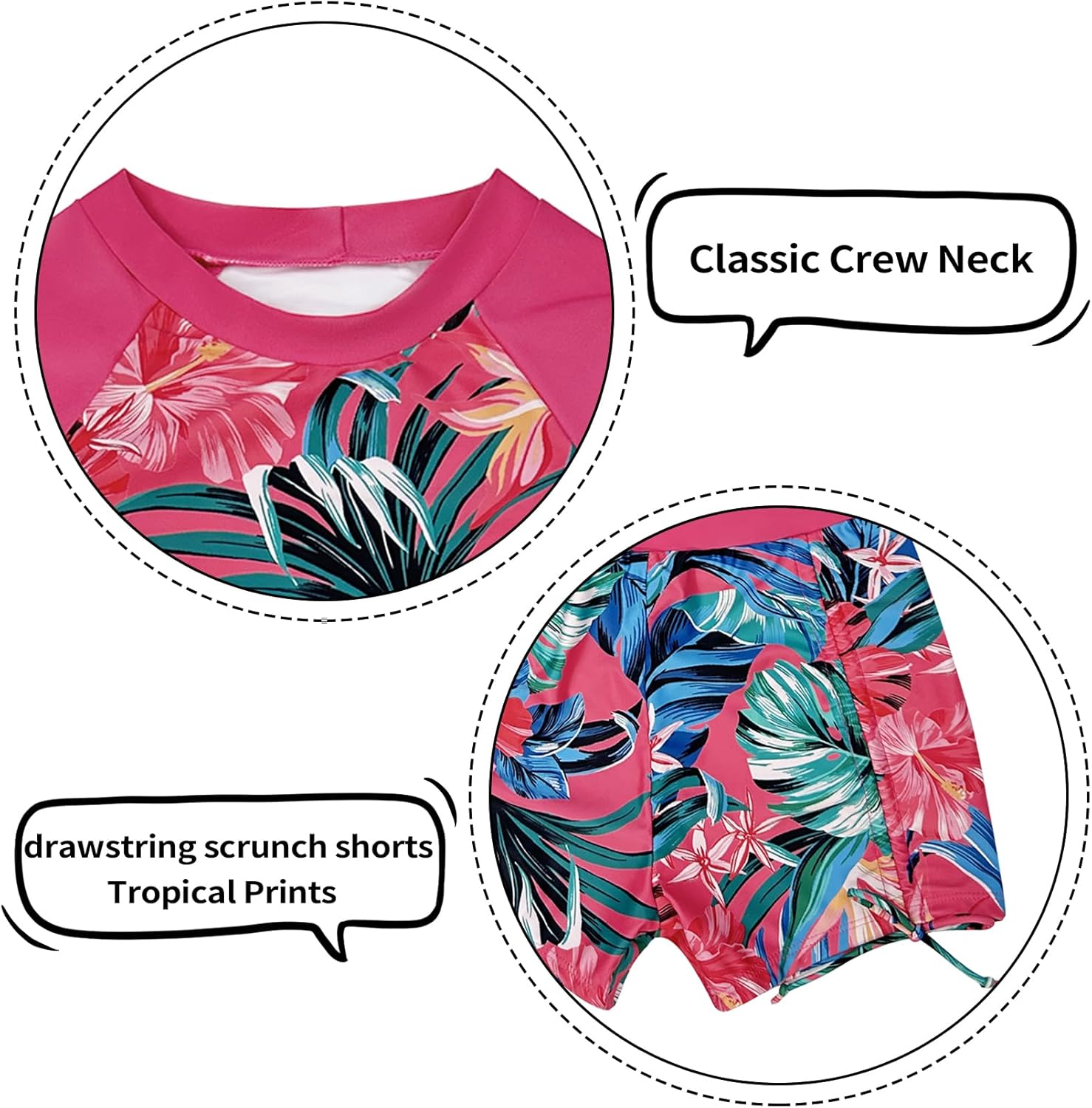 Girls Swimsuit Long Sleeve Rash Guard Bathing Suit Two Piece Swimwear Swimming Tops and Ruched Shorts 4-13t