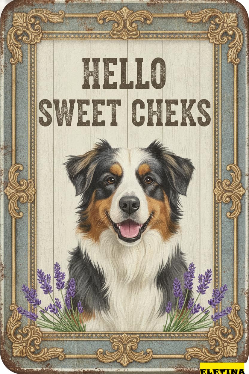 Personalized Sign for Man Cave Papillon Tin 8x12in Vintage Dog Metal Hello Sweet Cheeks Funny Tin Retro Metal Home Farm Toilet Restroom Washroom Wall Decor Gift(2815b) Private Property Decorative