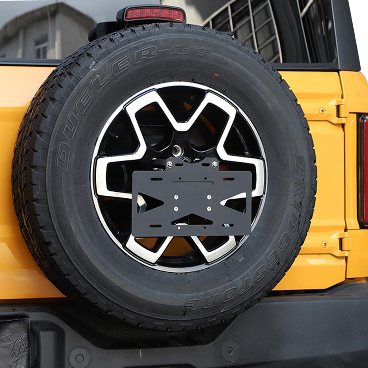 Spare Tire License Plate Frame Licence Bracket Holder Rear Relocation Mounting Compatible with Ford Bronco 2021 2022 2023 2024 Exterior Accessories
