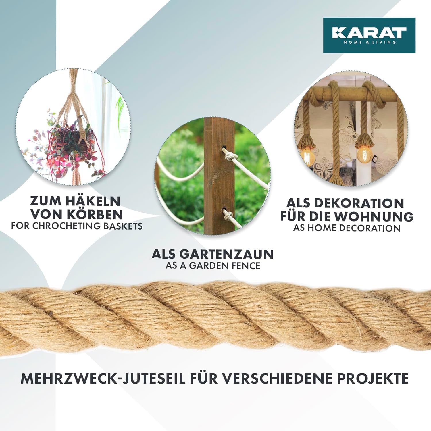 KARAT Cuerda de escalada de 30 m y 30 mm de grosor, cuerda de yute 100% natural, extrafuerte, cuerda de yute, para deporte, decoración de jardín, manualidades, árbol rascador