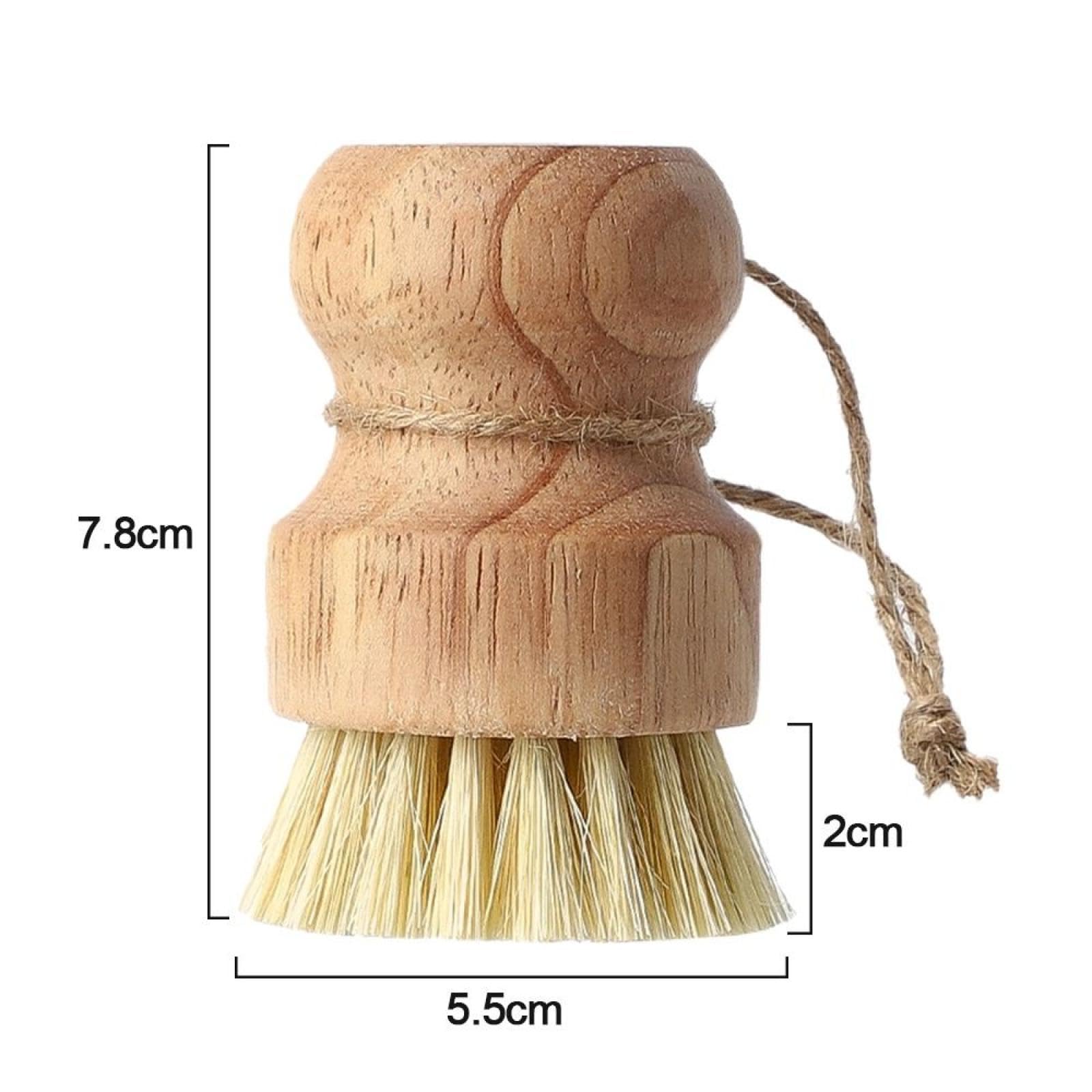 Cepillo Redondo de bambú para macetas, minicepillo Natural para Fregar, para Lavar Platos, ollas, sartenes y Verduras (Fibra de sisal).