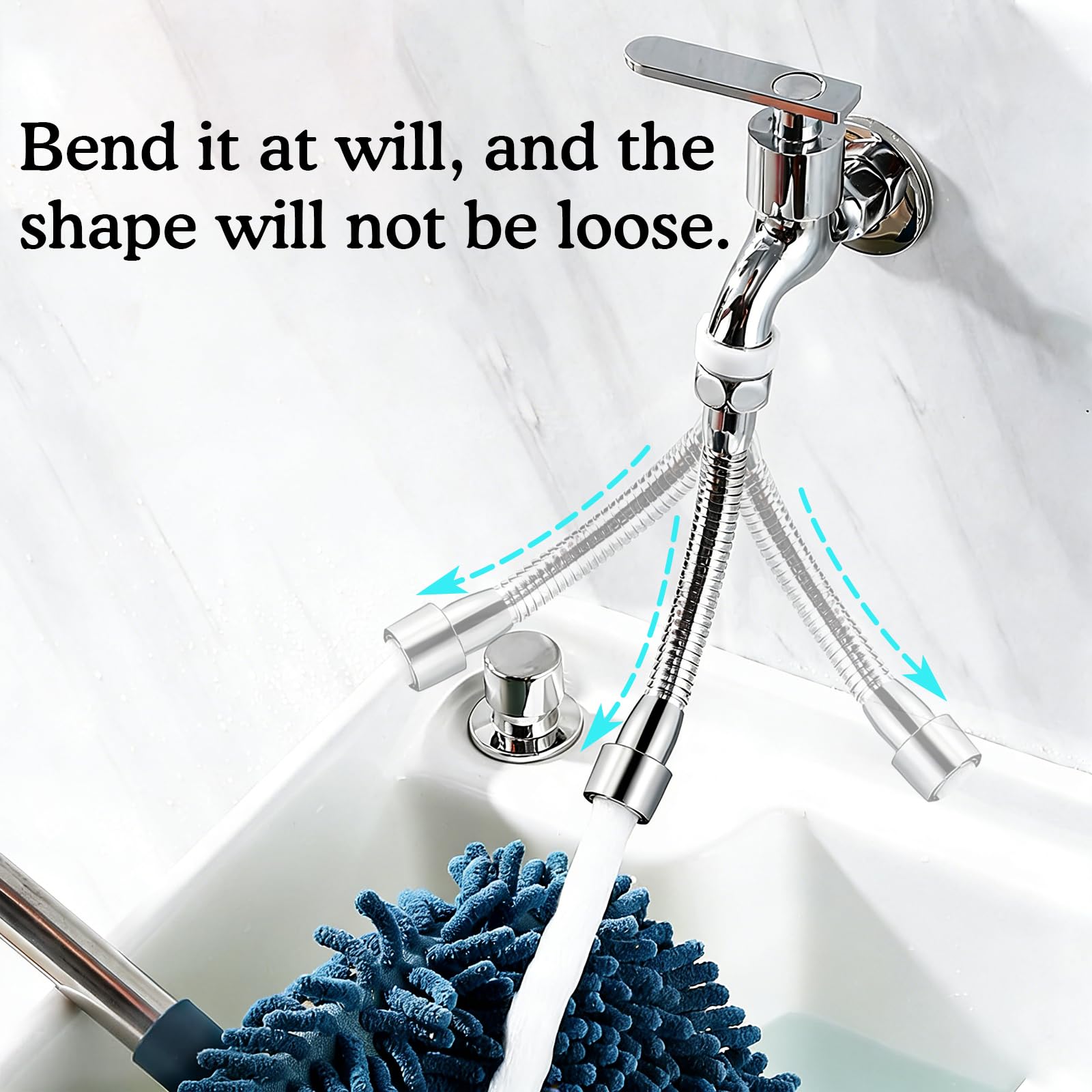 Extensión flexible de 20 cm, grifo de ahorro de agua, accesorio giratorio con 2 adaptadores de grifo, regulador de chorro, cabezal pulverizador para cocinas, baños, bares, inodoros
