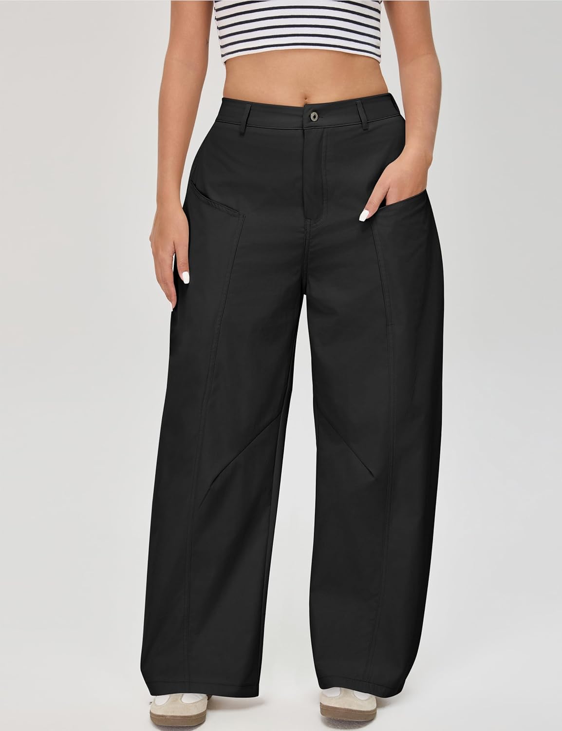 Blooming Jelly Womens Baggy Barrel Pants Wide Leg Casual Pants Loose Trousers with Pockets - Image 2