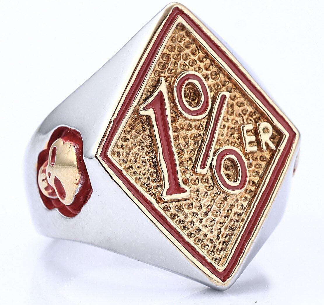 Men's Large Size Stainless Steel 1% er One Percent Outlaw Motorcycle Biker Ring US Size 7-16