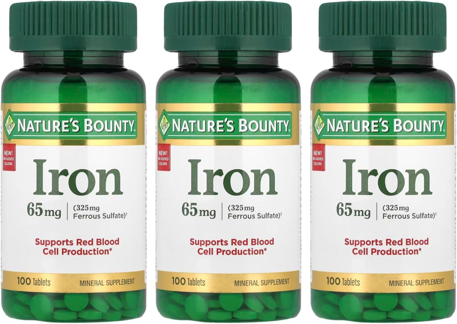 Nature's Bounty Iron 65 mg Tablets 100 Tablets (Pack of 6)