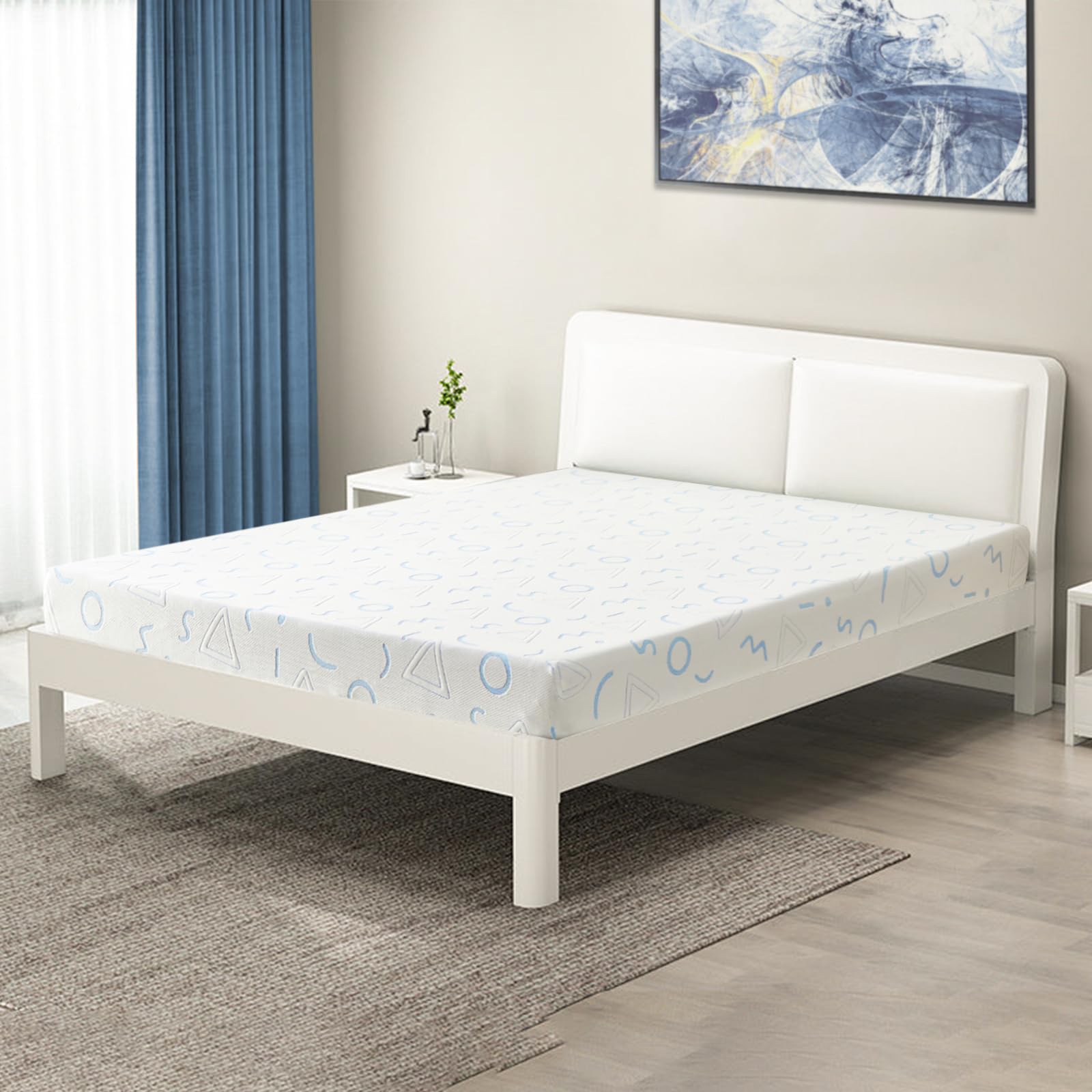 KBQ Full Mattress 5 Inch, Memory Foam Mattress with Breathable Bamboo Cover, Fiberglass Free, Medium Firm Feel, Zoned Pressure Relief, Mattress in A