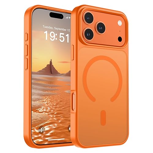 SUPFINE Magnetic for iPhone 17 Pro Max Case (Compatible with MagSafe)(Military Grade Drop Protection) Translucent Matte Shockproof Phone Cover,Starry Orange