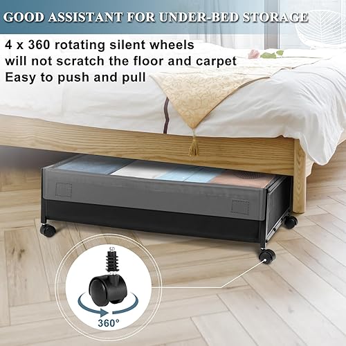 Miniatura 4 de OMFMF Contenedores de almacenamiento debajo de la cama con ruedas, organizador de almacenamiento de zapatos debajo de la cama, cajón organizador de