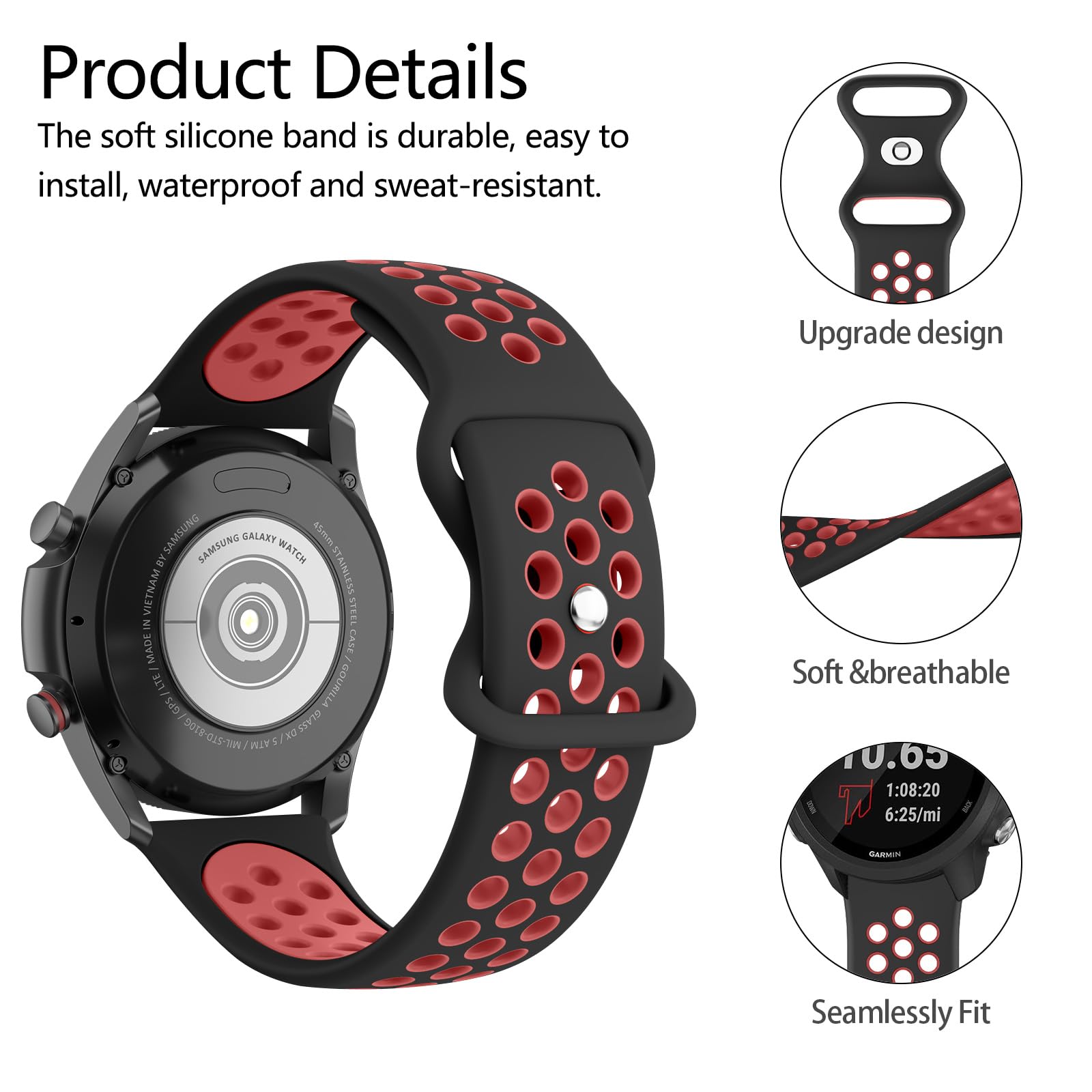 Meliya Silicone Band Replacement for Gizmo Watch 3 2 1 Bands/Gabb Watch 3 2 1 Bands for Kids, 20mm Breathable Waterproof Sport Gizmo Watch Band Replacement Gabb Watch Bands for Boys and Girls