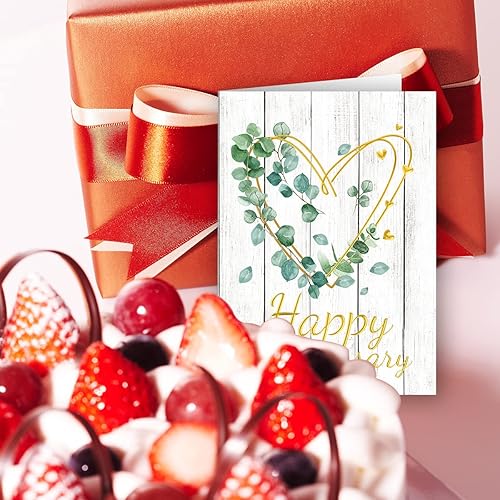 Miniatura 6 de FANCY LAND 12 tarjetas de aniversario con sobres, tarjetas de felicitación de aniversario, negocios, oficina, boda