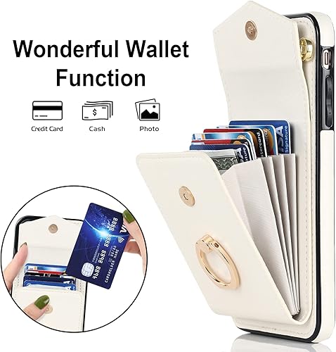 Miniatura 3 de Asuwish Funda de teléfono para iPhone Xs Max con protector de pantalla de vidrio templado y anillo RFID, soporte para tarjeta de crédito, accesorios