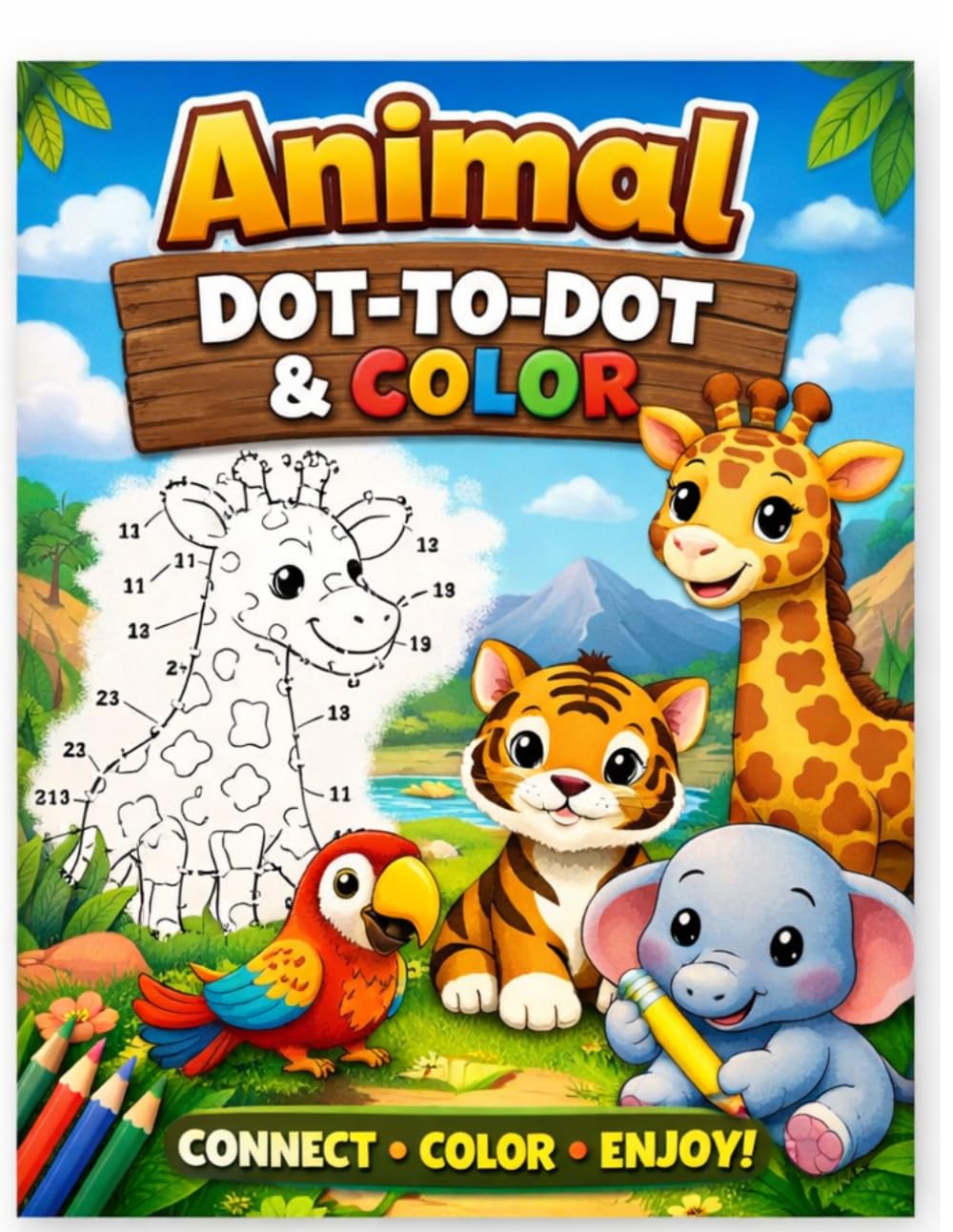 Animal Dot‑to‑Dot & Color: Connect the Dots, Color the Fun — Learn, Create & Enjoy! Kids Ages 3-6 (Activity Books (Mixed Learning))