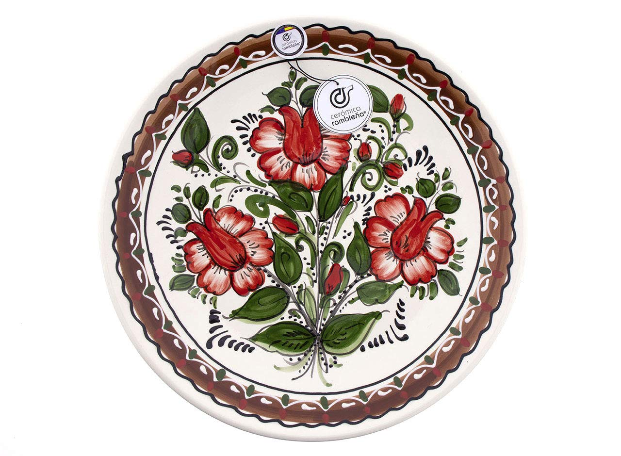 CERÁMICA RAMBLEÑA | Plato Decorativo para Colgar en Pared | Plato de cerámica | Plato de Pared | Plato Pared Modelo D33 | 100% Decorado a Mano | 35x35x5 cm