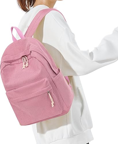Miniatura 8 de Mochila escolar para adolescentes, mochila grande de pana ligera para niñas, niños, casual, escuela secundaria, universidad, bolsa de viaje para