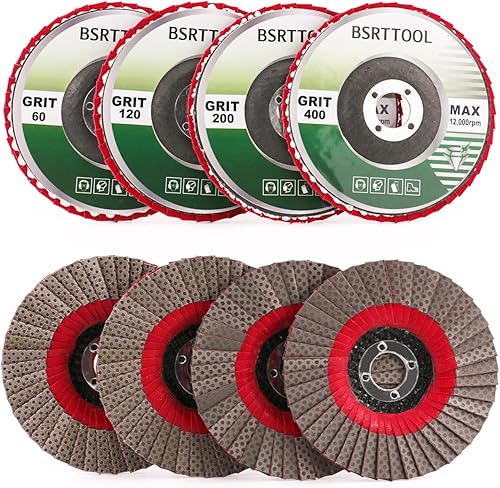 Miniatura 3 de Juego de 4 ruedas de lijado de disco de solapa de diamante de 4 pulgadas - Lijadora Azulejo Piedra Mármol Hormigón Granito Cerámica Vidrio