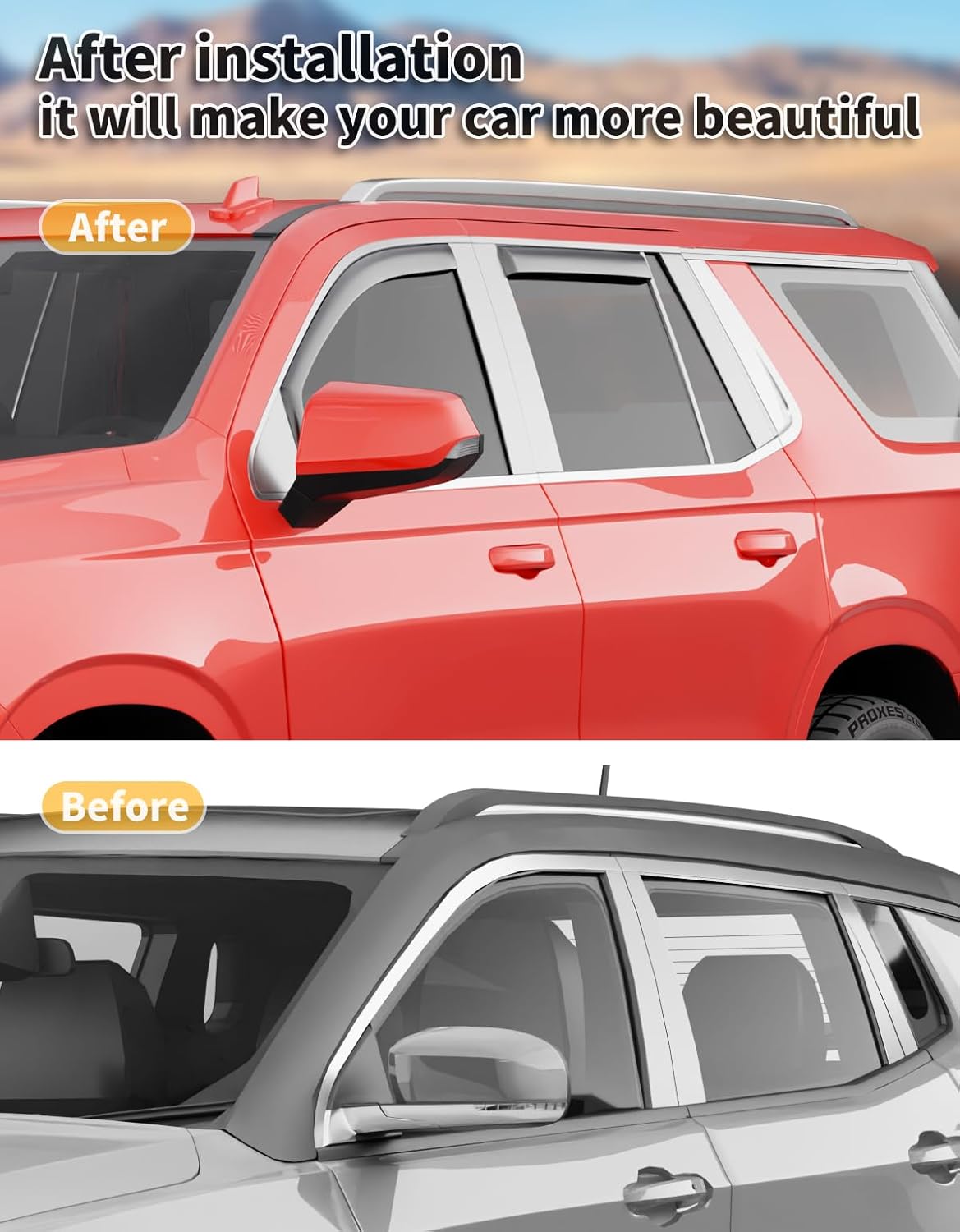 in-Channel Window Rain Guards Fit for Chevy Tahoe/Cadillac Escalade/GMC Yukon 2021-2026, Extra Durable Window Visors Window Deflectors Vent Shades Car Accessories-4 pcs