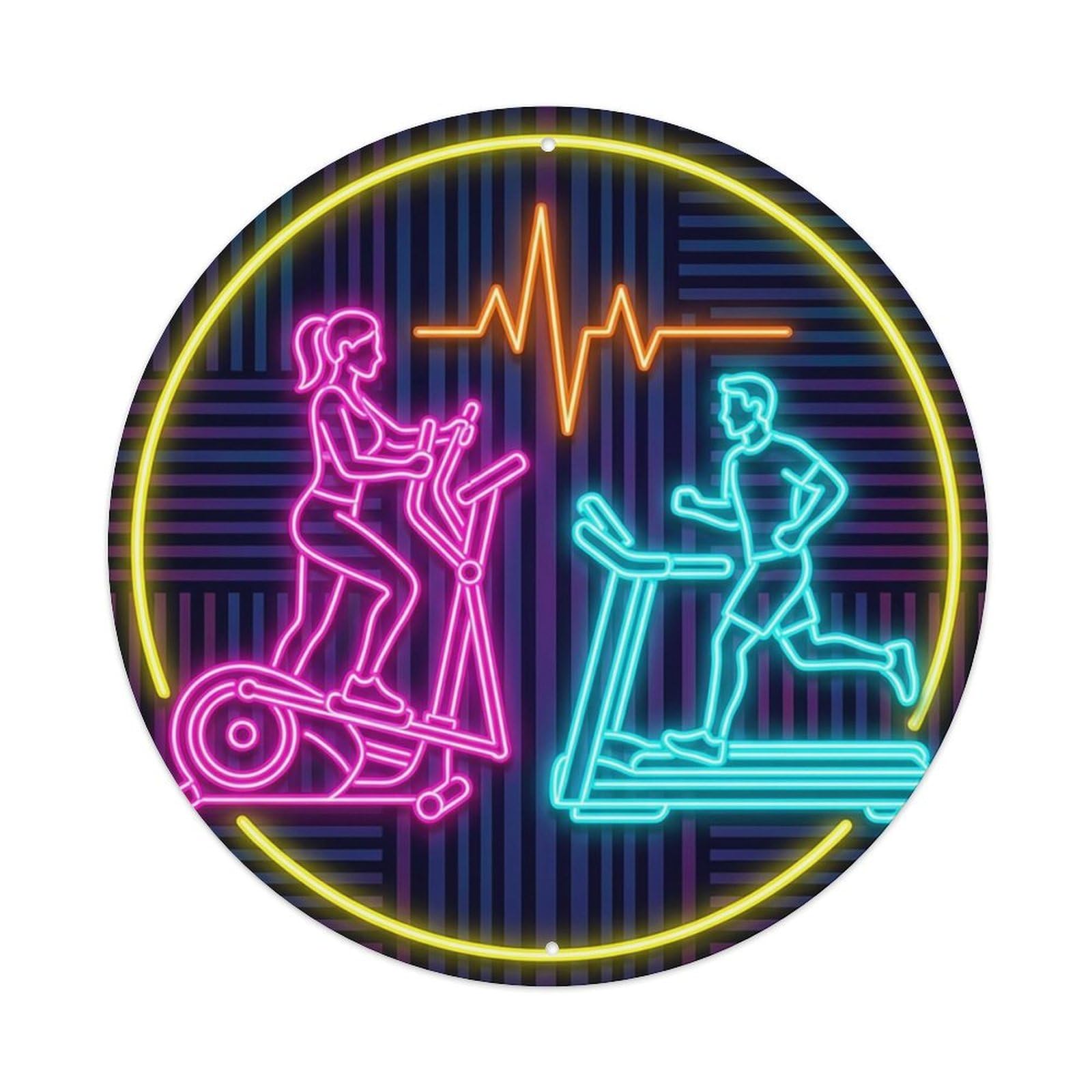 Vintage Faux Neon Gym Retro Bodybuilding Cardio Metal Tin Sign