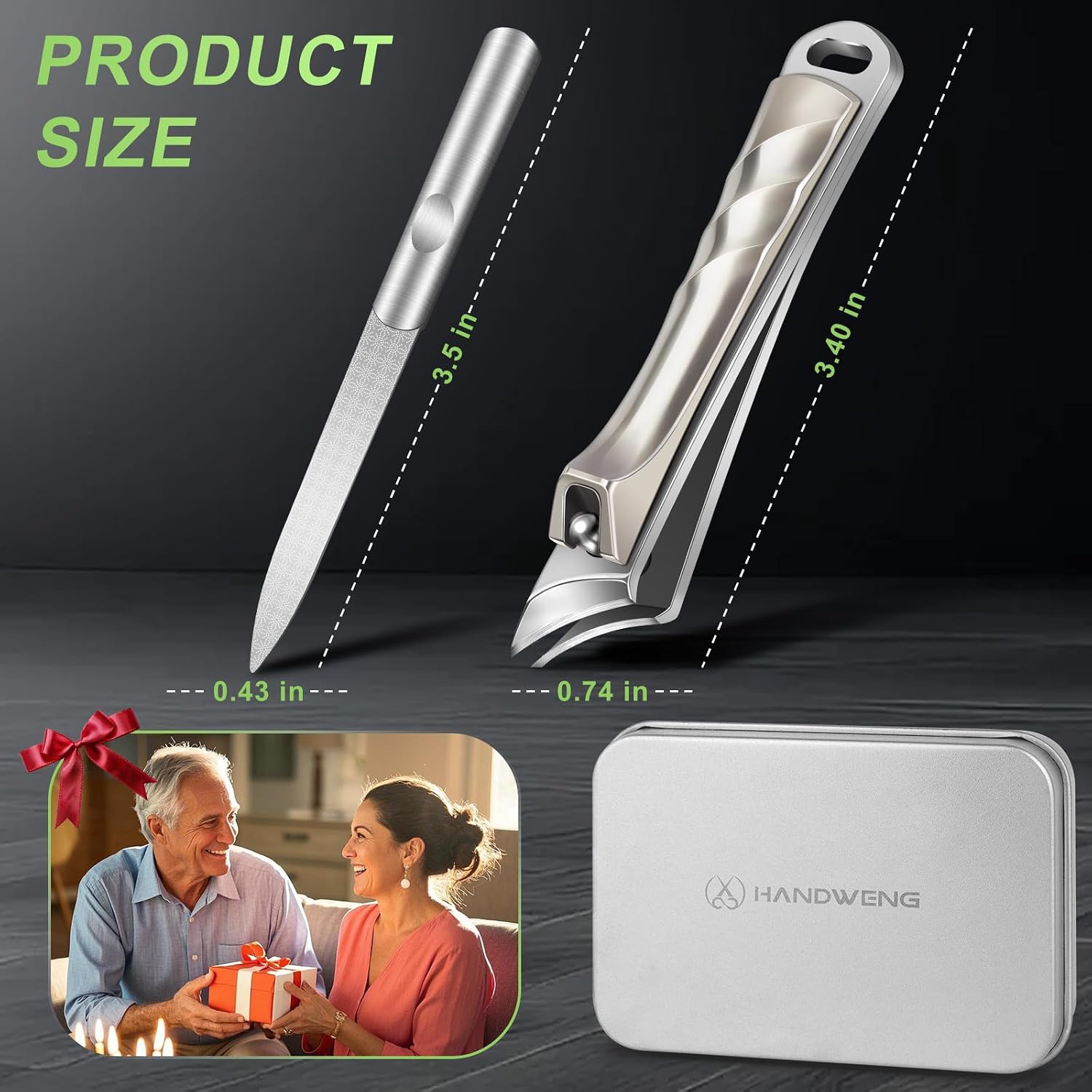 Ingrown Toenail Clippers, Slanted Nail Clippers for Thick Nails for Seniors, Edgy Angled Finger Nail Cutters for Adult, Men, Women with Curved Blade, Nail File