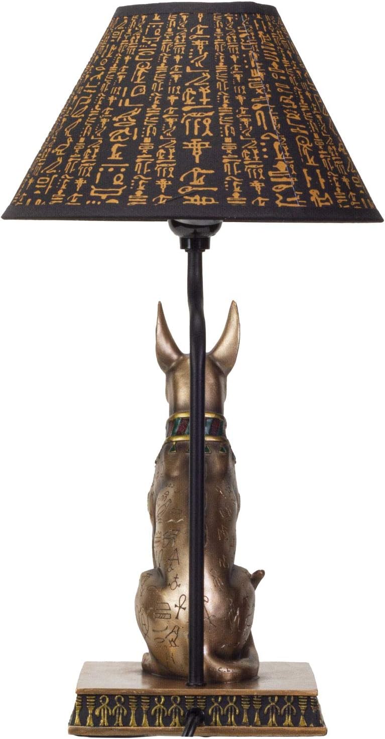 Pacific Giftware Egyptian God of Underworld Anubis Sculptural Table Lamp with Shade 18 inch Tall (Bronze)