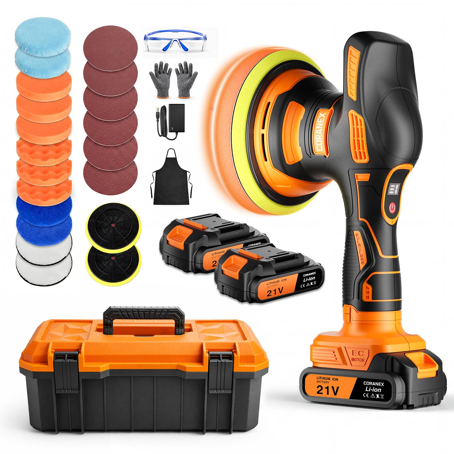Coranex 8-Speed Cordless Car Buffer Polisher Kit - body repair tools | Mubboo