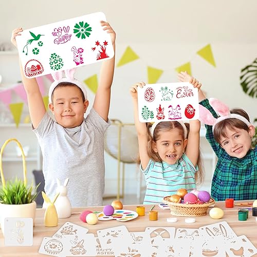 Miniatura 116 de AUGSHY Plantillas del Día de San Patricio, paquete de 56 plantillas temáticas de trébol para pintar en adornos de madera, rebanadas de madera