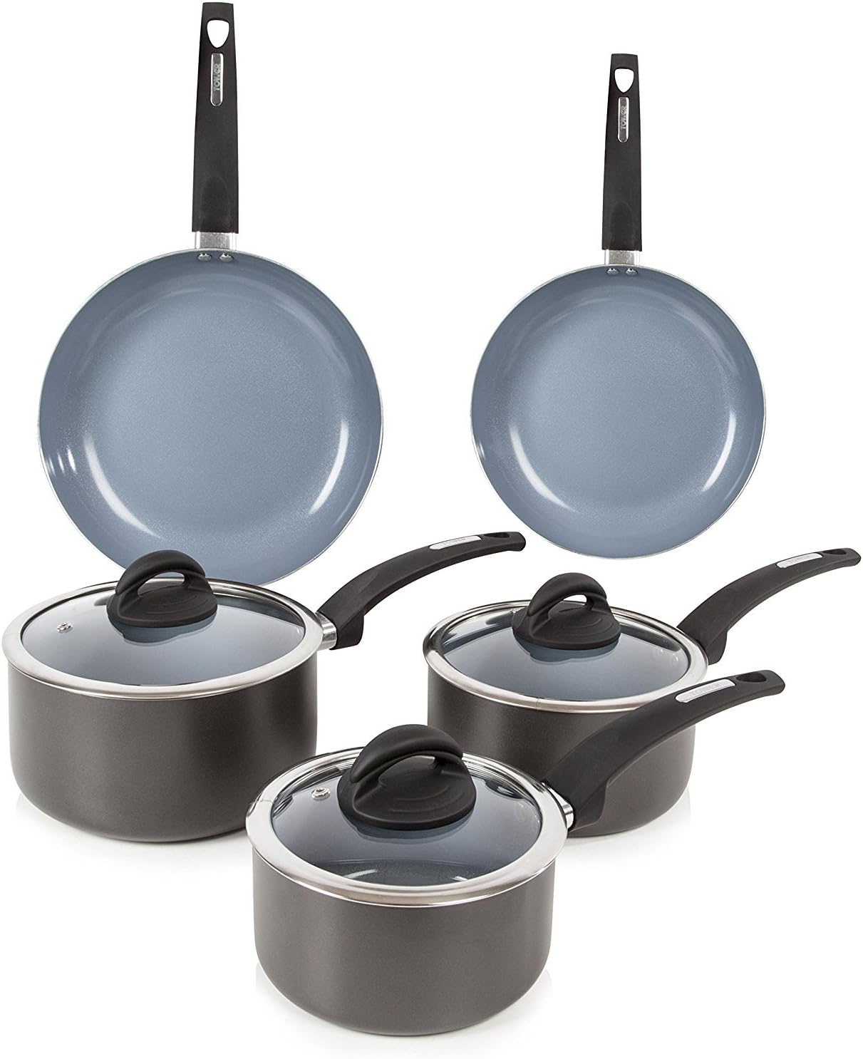 Tower T80303 Cerasure 5 Piece Pan Set with Non-Stick Coating, Suitable for all Hob Types Including Induction, Graphite
