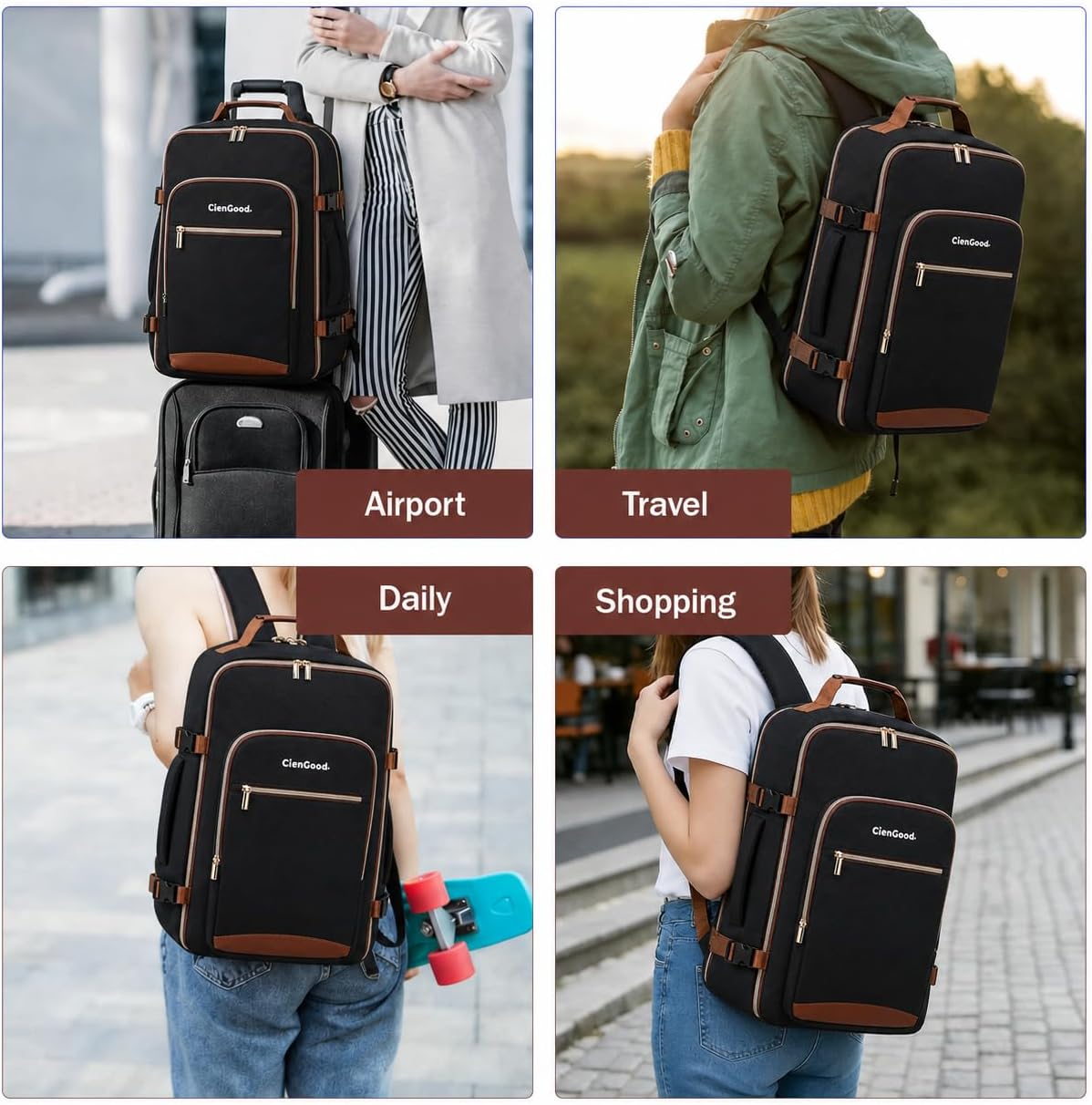 40L Travel Backpack for Women & Men, Airline Approved Laptop Backpack with 3 Packing Cubes, Anti-theft Backpack, Waterproof Personal Item Bag, Weekender Essentials Backpacks fits 17" Laptop