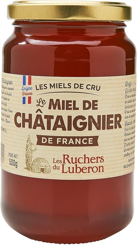 Les Ruchers du Luberon - Miel de Châtaignier 500 g - Miel de Cru Francais - Naturel - Non Filtré - N