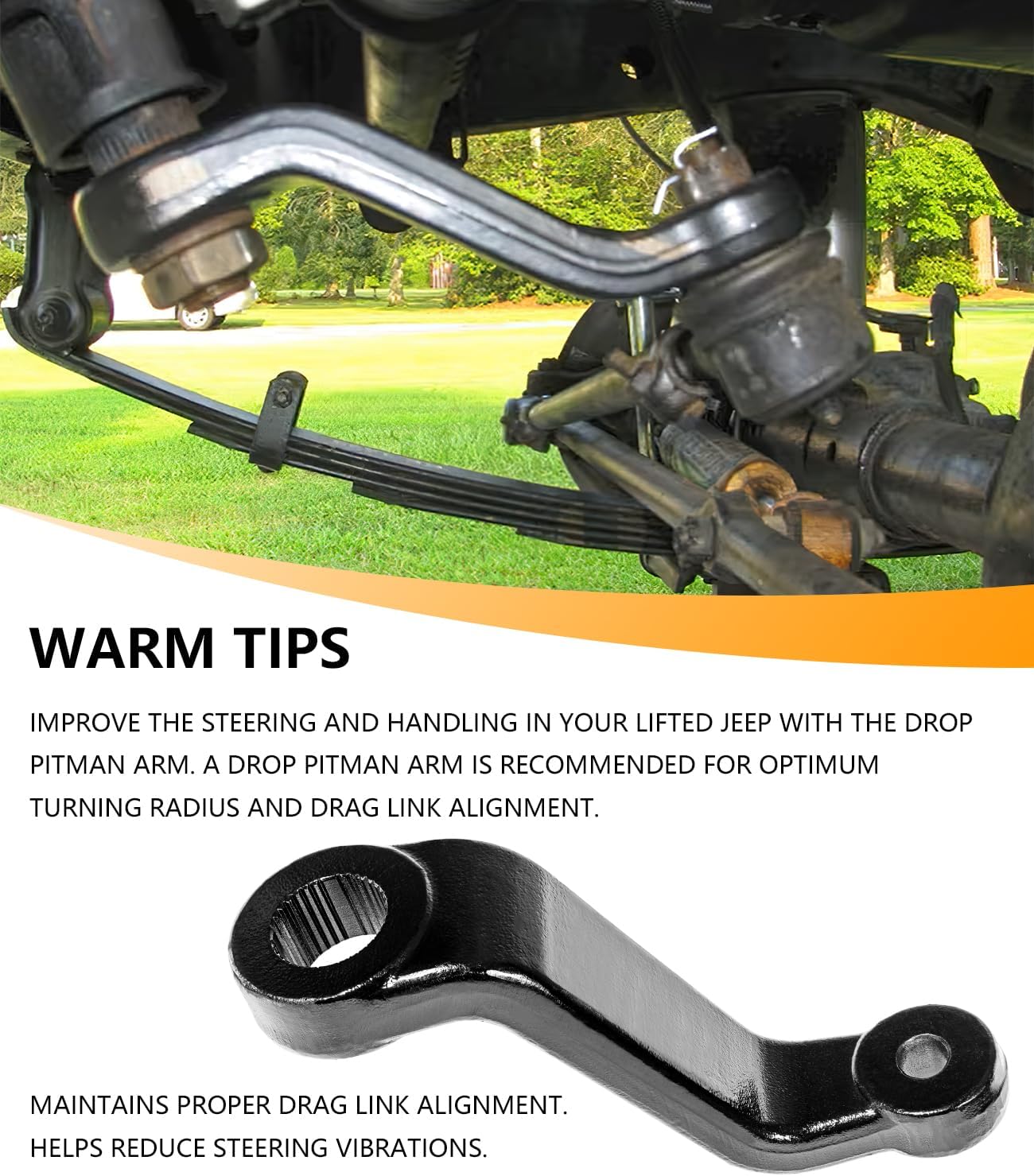 6605 Drop Pitman Arm for 87-06 Jeep Wrangler TJ YJ, 84-01 Cherokee XJ Comanche MJ Replacement for Rough Country Drop Pitman Arm 6605