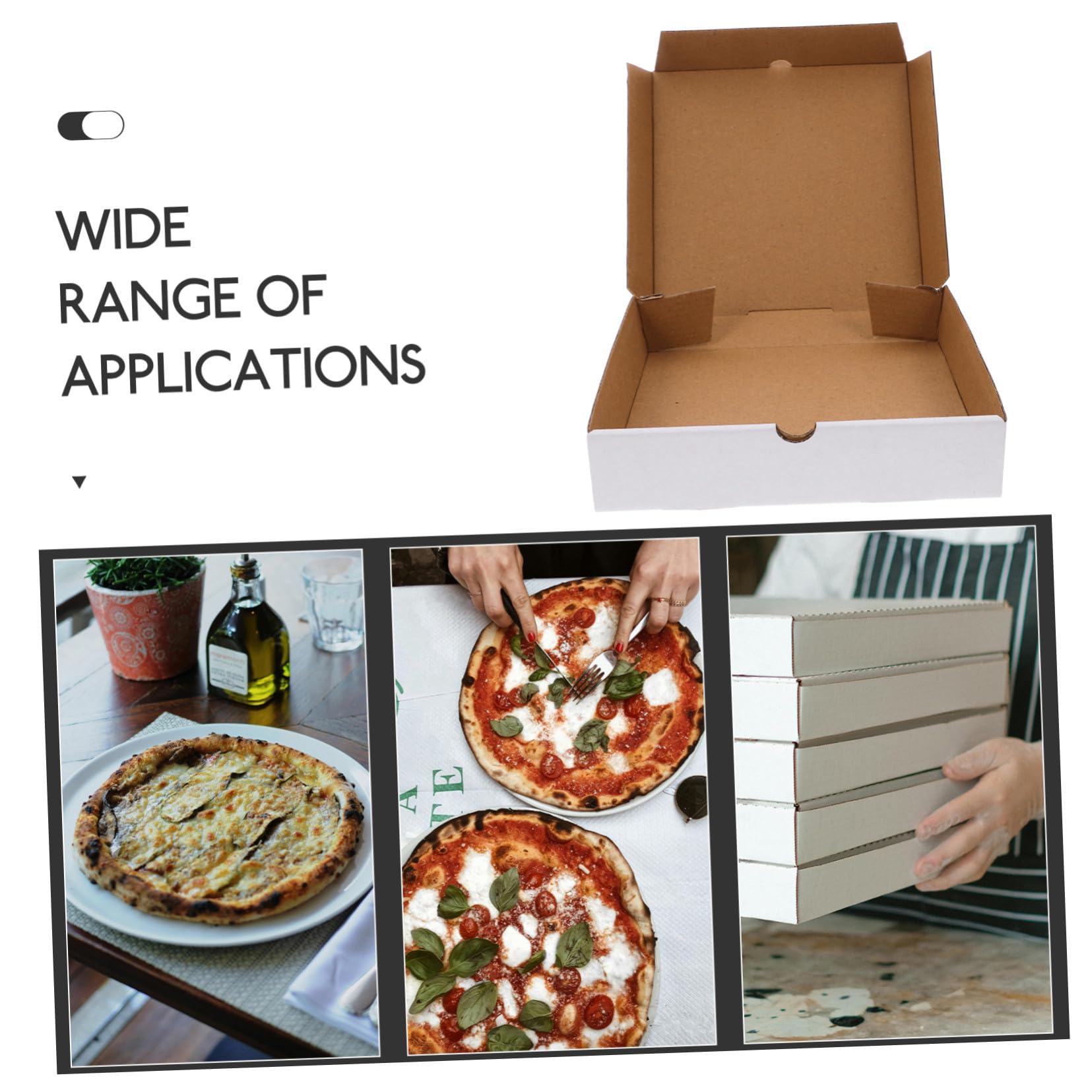 STOBAZA 30 pezzi Scatole Pizza in Carta Kraft Bianca Contenitori Ondulati per Cibo da Asporto Scatole Resistenti e Riciclabili per Pizza Dolci e Biscotti Conservazione