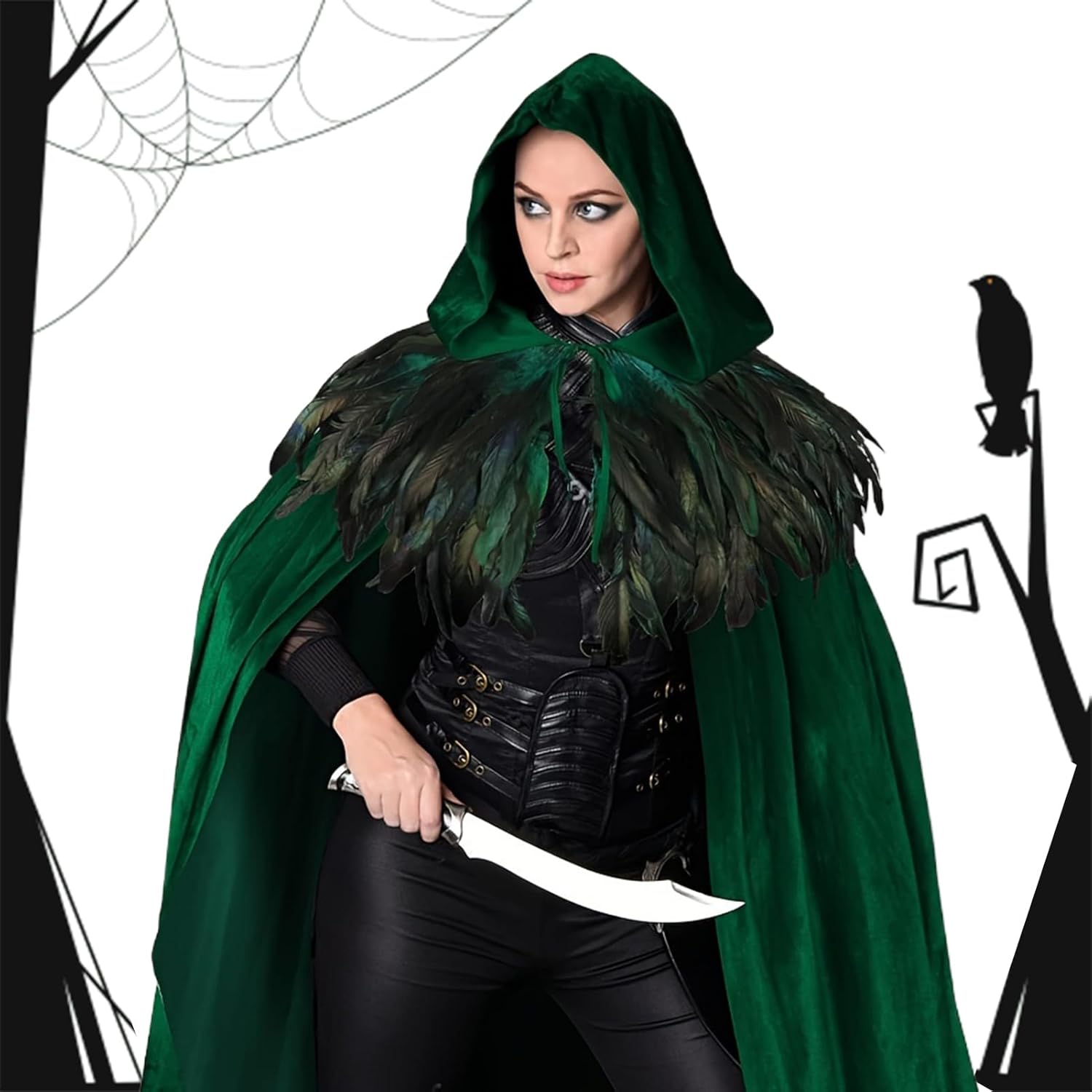 Renaissance Hooded Cape - Velvet Cloak Costume, Medieval Robe with Hood, Gothic Unisex Attire, Witch Apparel | Fantasy