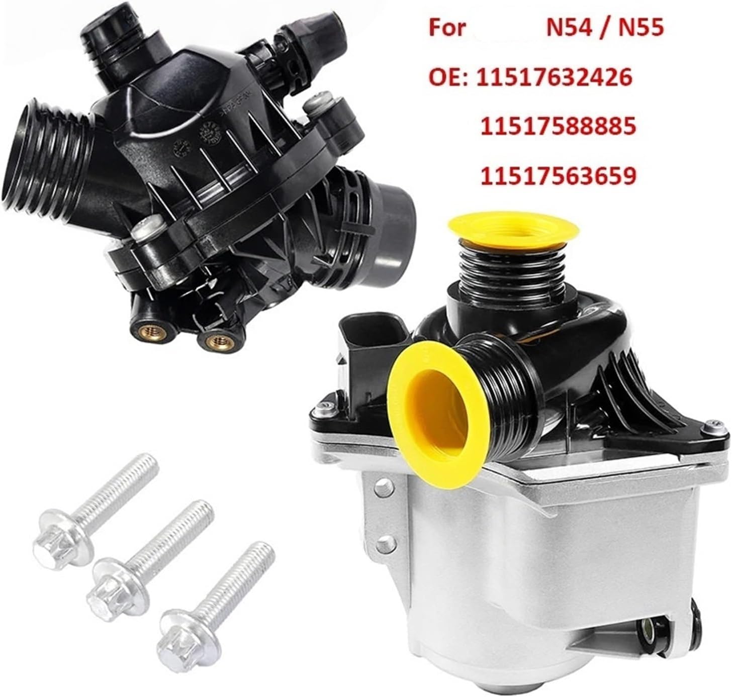 Electric Engine Water Pump Coolant 11517588885 Compatible For BMW N54 N55 135i 335i 535i 740i 640i 740i X1 X3 X5 X6 Z4 Series 3.0L(Pump and Thermostat)