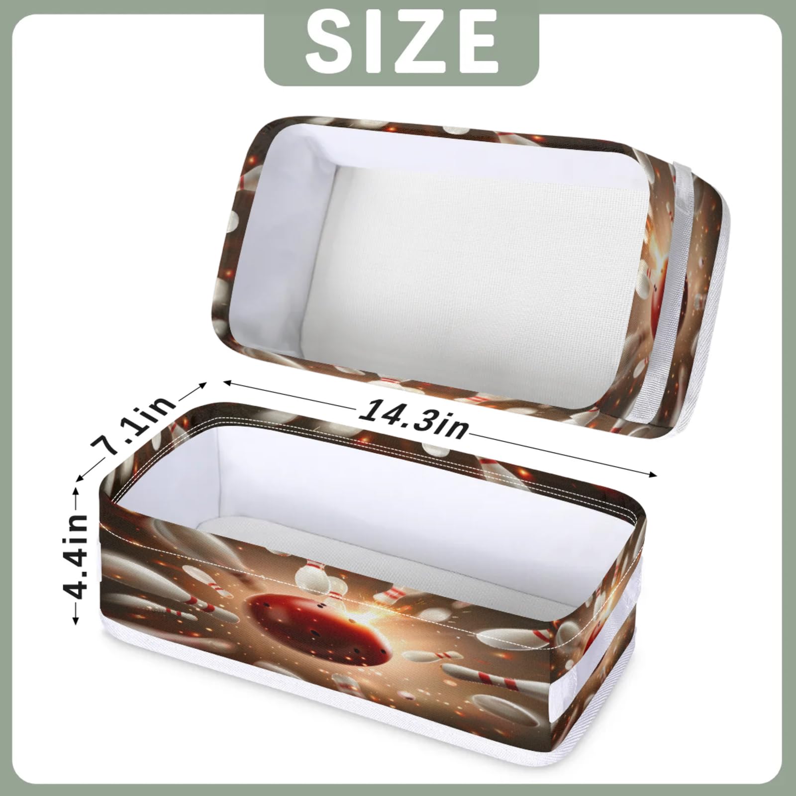 Tablerazzi Toilet Tank Topper Paper Basket with Handle, Bowling Ball Sport Bathroom Storage Basket for Organizing, Small Fabric Storage Bins for Bathroom Decor