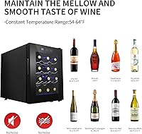 Vista 5 de Refrigerador de vino de 12 botellas, mini refrigerador de vino compacto con control de temperatura digital, enfriador termoeléctrico