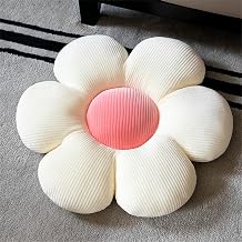 Morbuy Flower Pillow Floor Cushion Cute Flower Shape Preppy Pillow Chair Seat Pad Aesthetic Room Decor Soft Cozy Colorful Daisy Plush Cushion Tatami Sofa Bed Pillows White/Pink,35cm/13.7inch