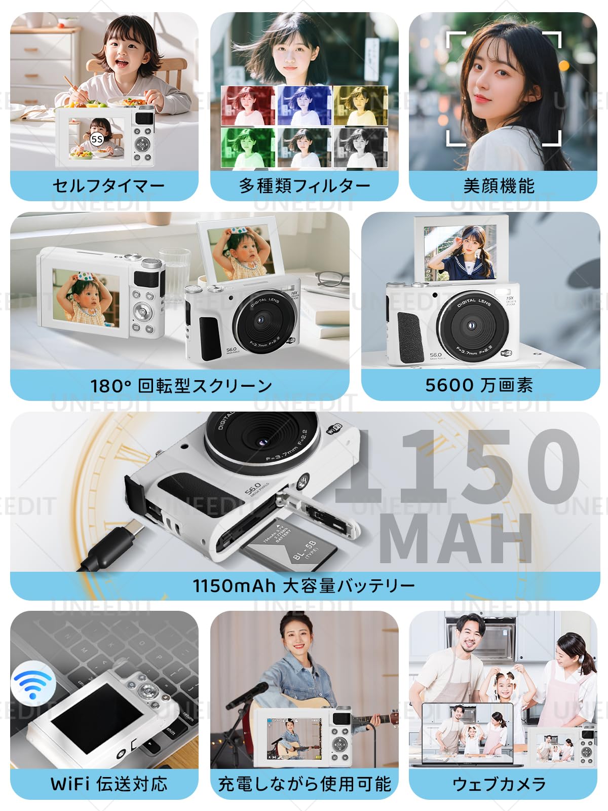 モバイルカメラ新品値下げしました Amazon | 【2026新登場】デジタルカメラ スマホWIFI転送 5600万画素