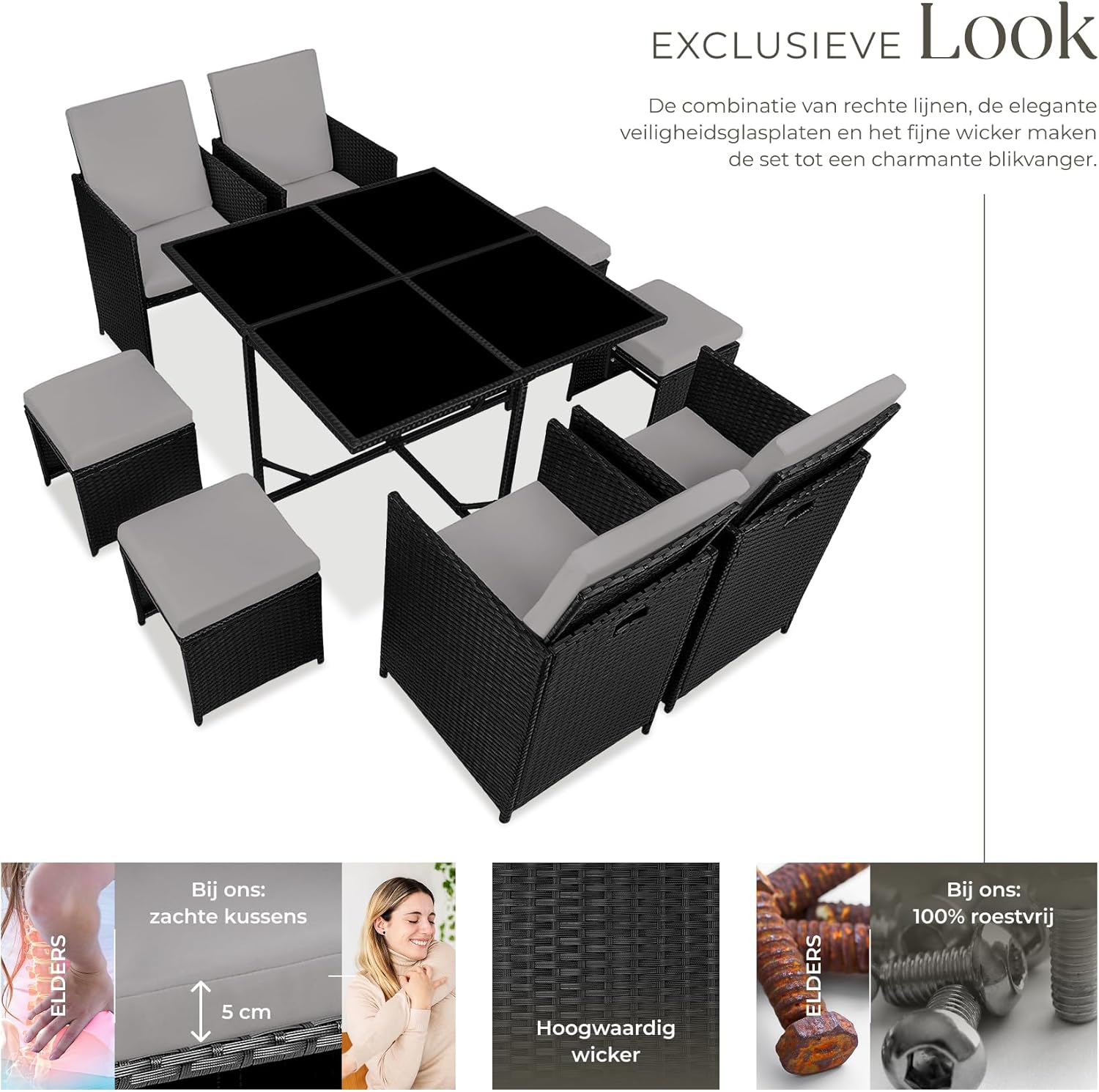 Image of the black protective cover draped over the nested tectake lounge furniture set.