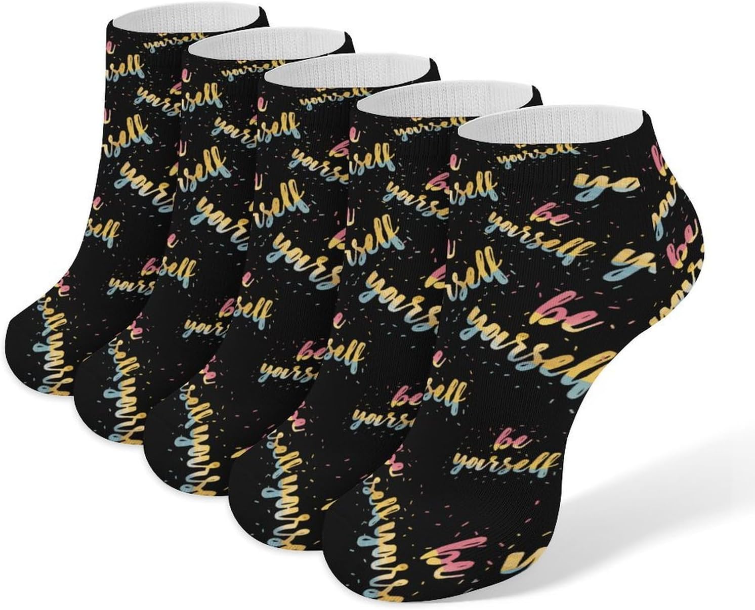 Pansexuality Be Yourself No Show Ankle Socks Low Cut Non Slip Flat Boat Line 5 Pairs Set