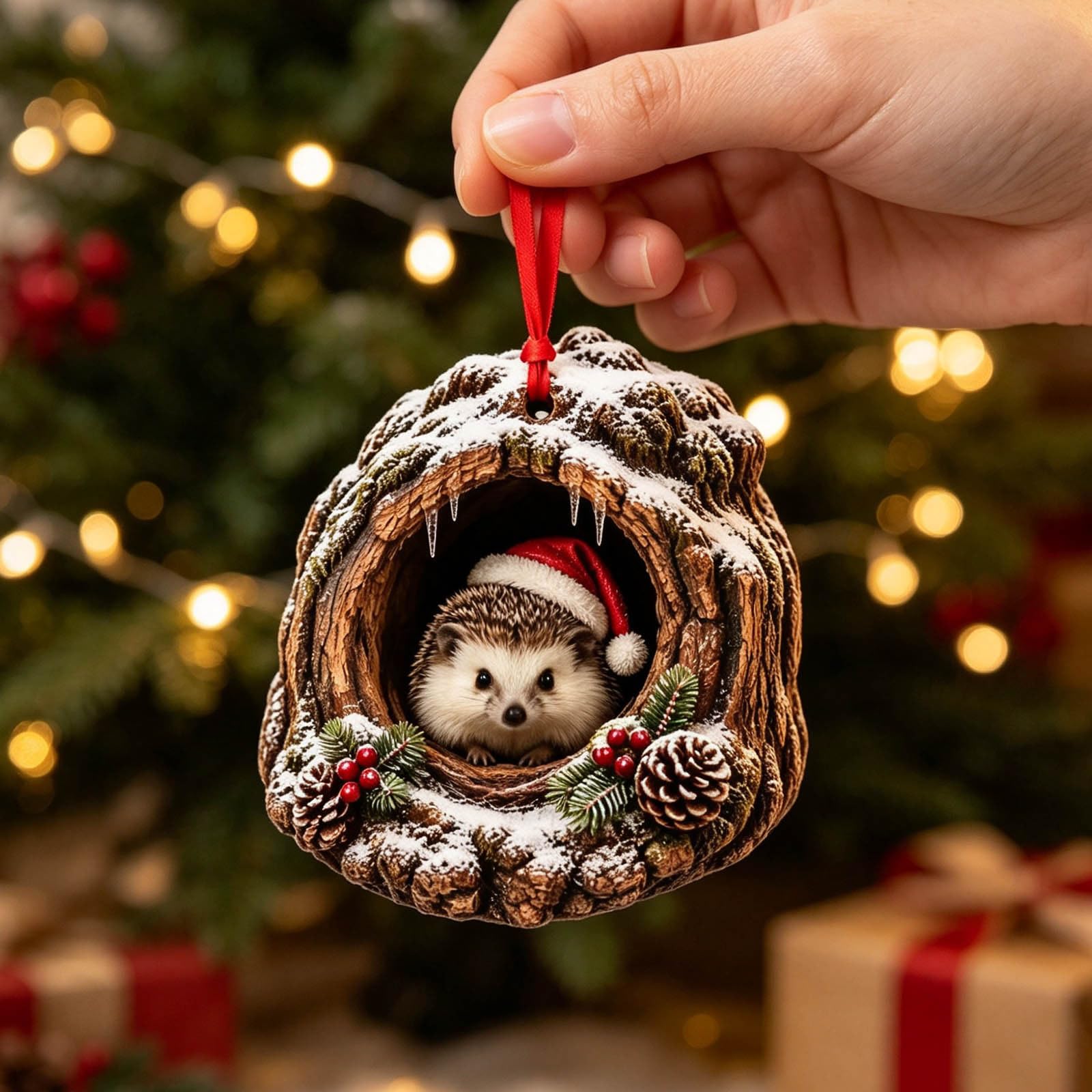 Waldtiere Weihnachtsschmuck 3D Anhänger Tiere Baumschmuck Weihnachten (4PC)