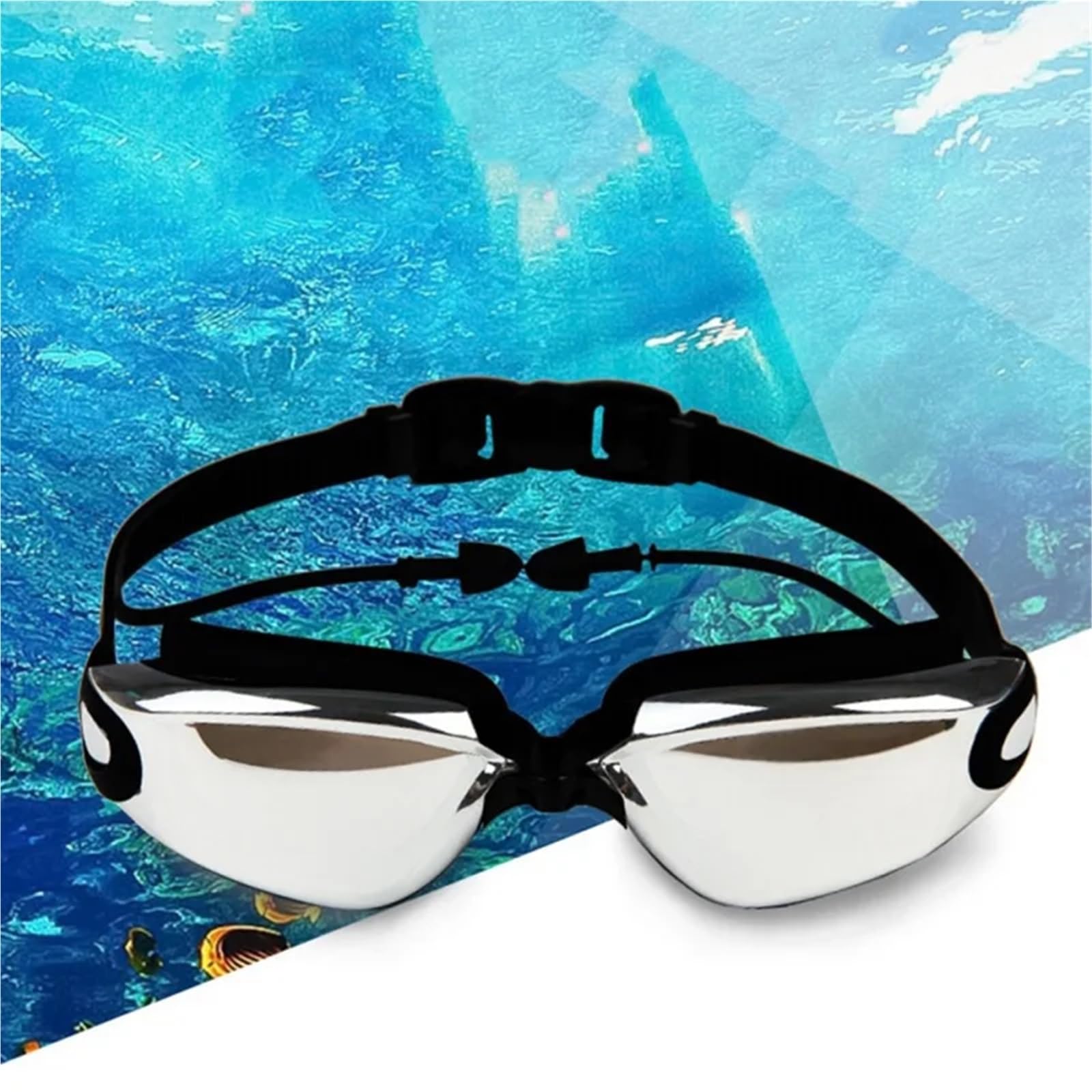 Gafas de natación antivaho impermeables al aire libre Para Deportes | Hombres Mujeres Marco grande con tapones for los oídos de silicona Gafas de natación Gafas for deportes acuáticos
