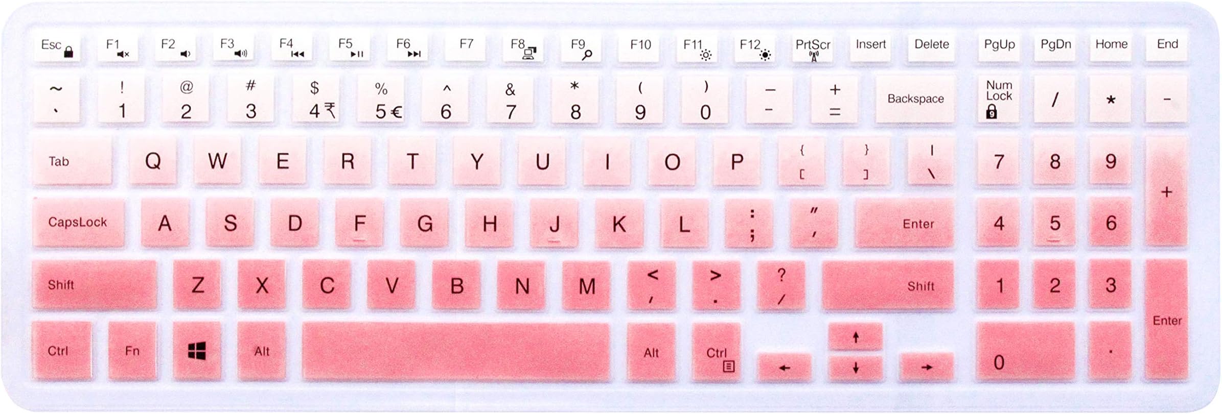 Keyboard Skin Compatible with 15.6" dell Inspiron 15 3000 5000 7000 Series & 17.3" dell Inspiron 17 5000 Series & 15.6" dell G3 G5 G7 & 17.3" dell G3 Series (with Numeric Keypad) Ombre Pink