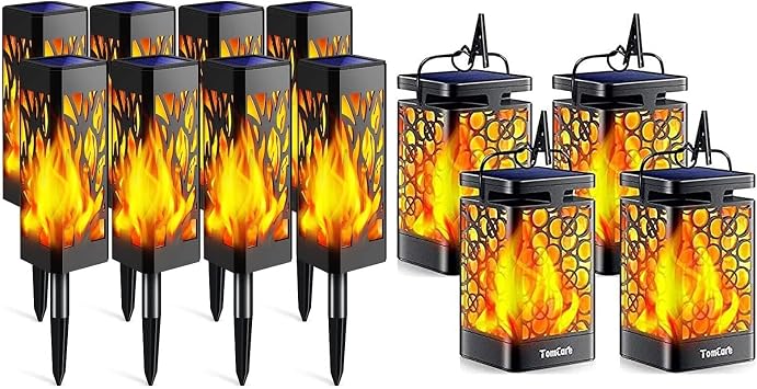 TomCare Solar Lights Outdoor Flickering Flame Solar Torches Lights Outdoor Lighting for Garden Patio Yard