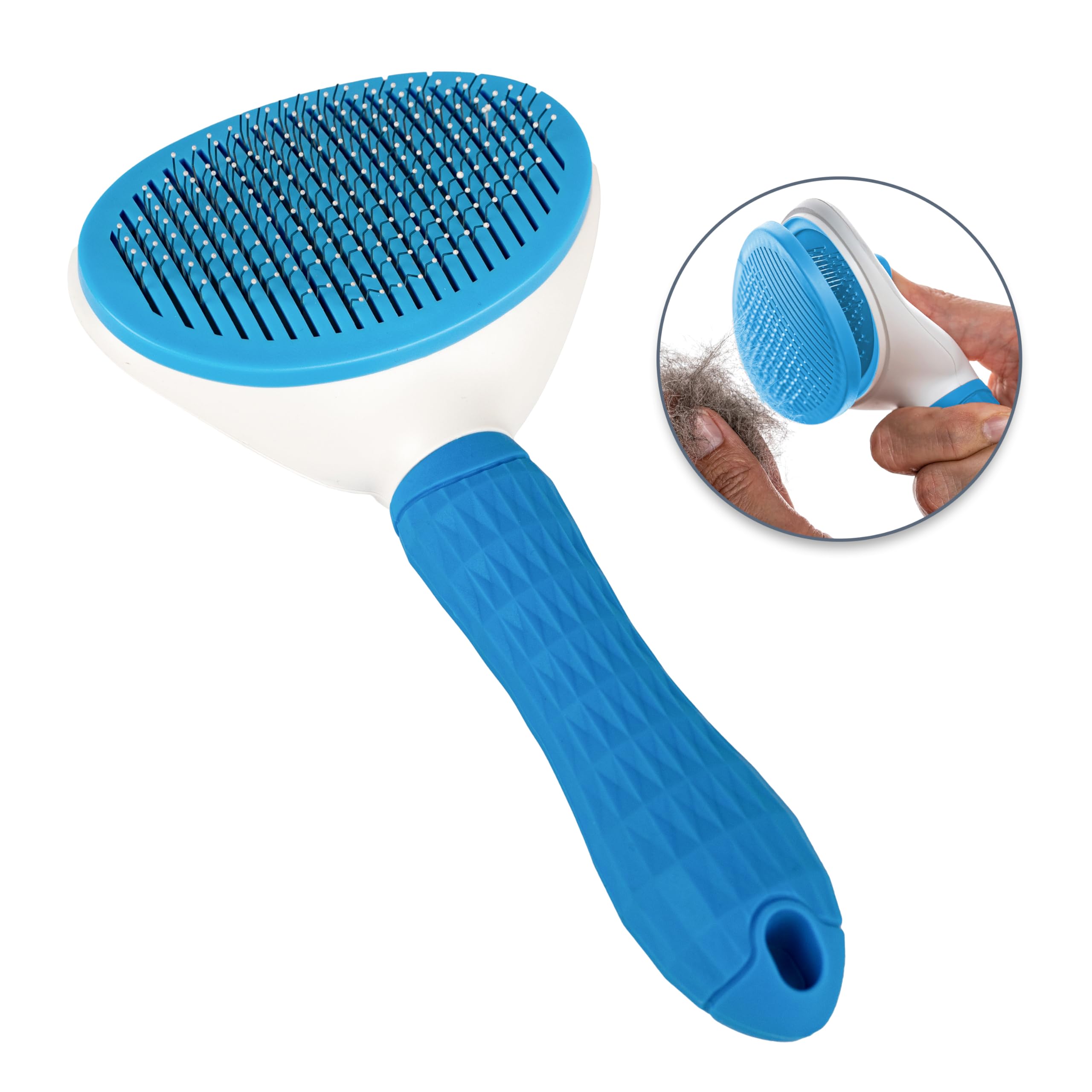 LINUMA® Hundebürste, Fellwunder Bürste Hund, Hundezubehör, Katzen Zubehör, Haustier Bürsten, Langhaar und Kurzhaar Fellbürste Katzenhaarbürste Fellpflege & Krallenpflege cat Kamm (Blau)