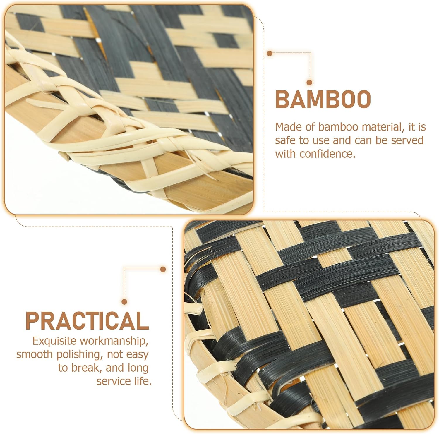 Small Bamboo Woven Serving Tray with Handles - Round Food Basket for Fruits, Bread, and Snacks - Ideal for Parties, Picnics, and Home Decor