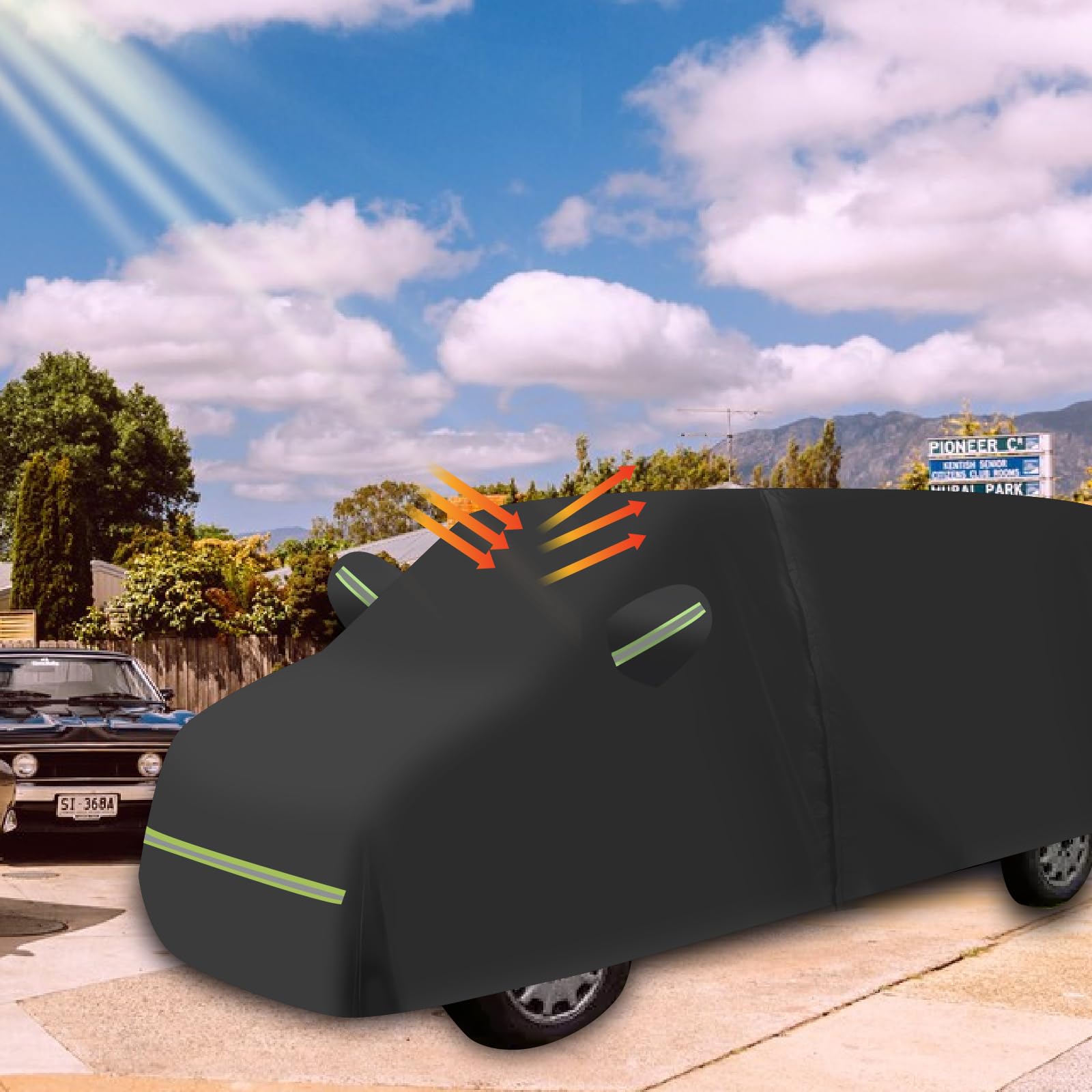 Funda de Coche para VW T4 1995-2004, 210D Impermeable para Todo Tipo de Clima, Resistente al Viento, a Prueba de Nieve, protección UV, para Interiores y Exteriores, Cubierta