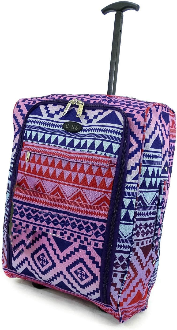 Various Hand Luggage 50x40x20 Wheeled Lightweight Cabin Easyjet Trolley Bag Case (Aztec Multi)