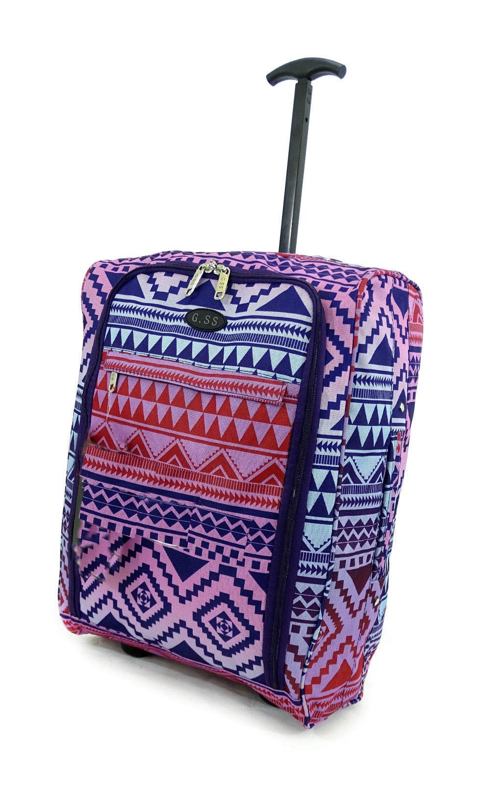 Various Hand Luggage 50x40x20 Wheeled Lightweight Cabin Easyjet Trolley Bag Case (Aztec Multi)