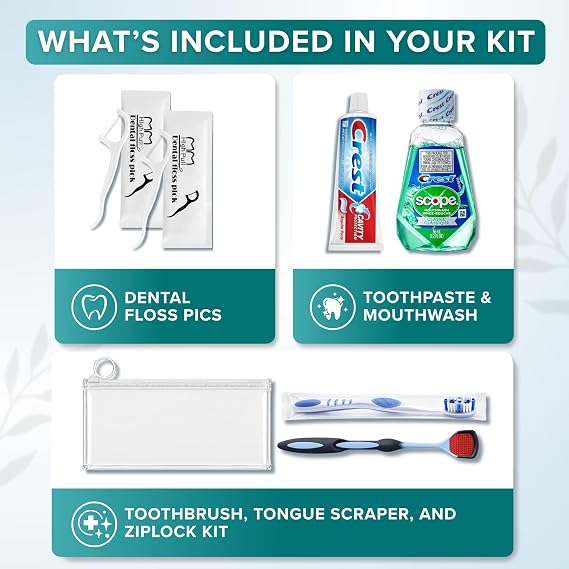 Travel Toothpaste Amd Toothbrush Set with Name Brand Travel Size Toiletries