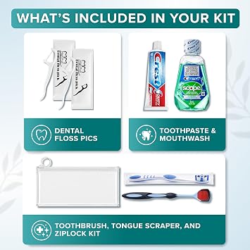 Travel Toothpaste Amd Toothbrush Set with Name Brand Travel Size Toiletries